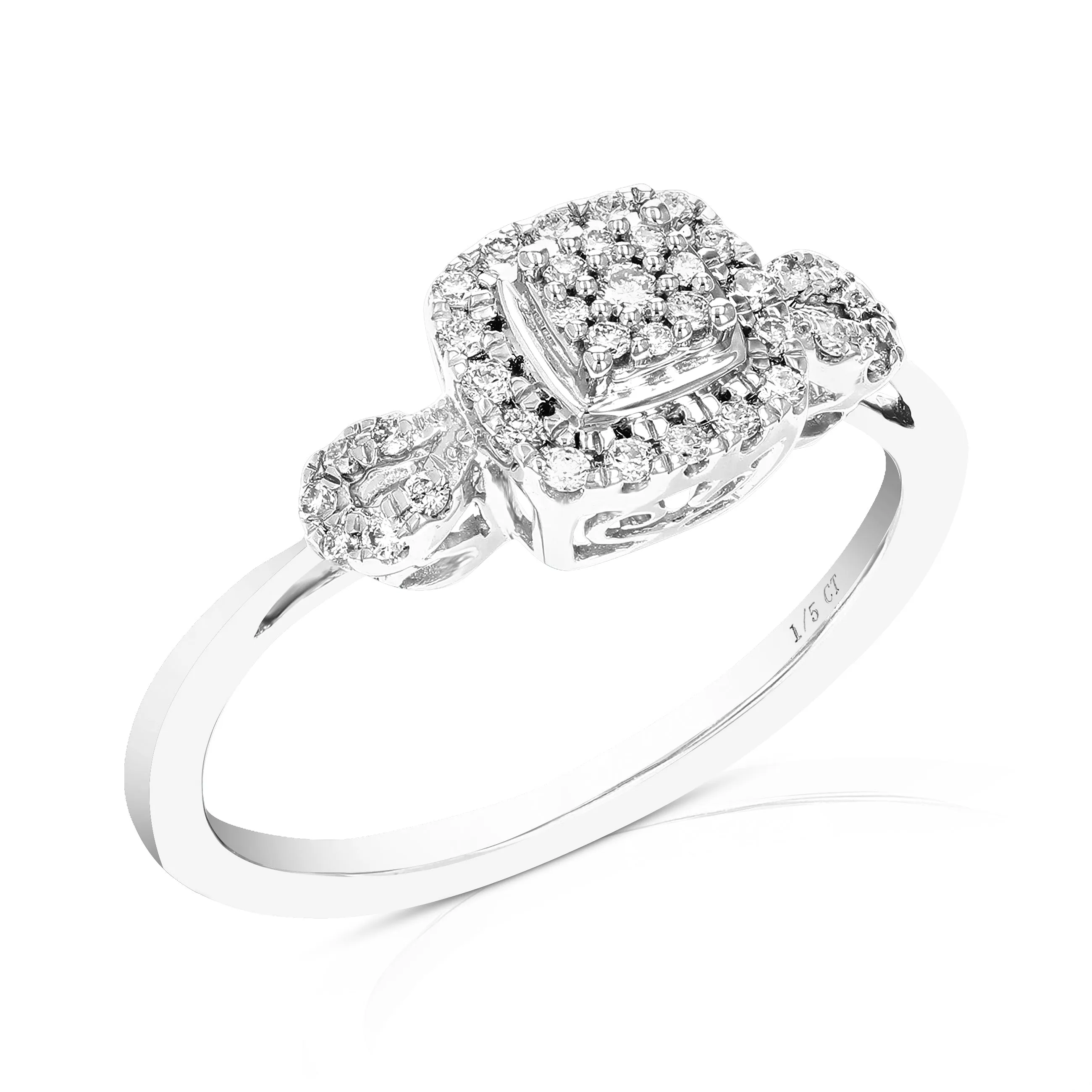 1/5 cttw Lab Grown Three Diamond Engagement Rings Sterling Silver