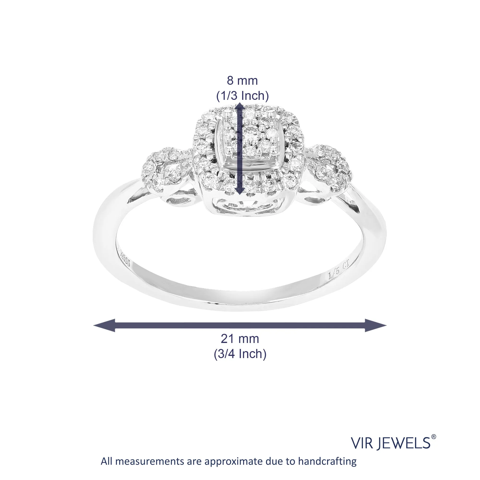 1/5 cttw Lab Grown Three Diamond Engagement Rings Sterling Silver