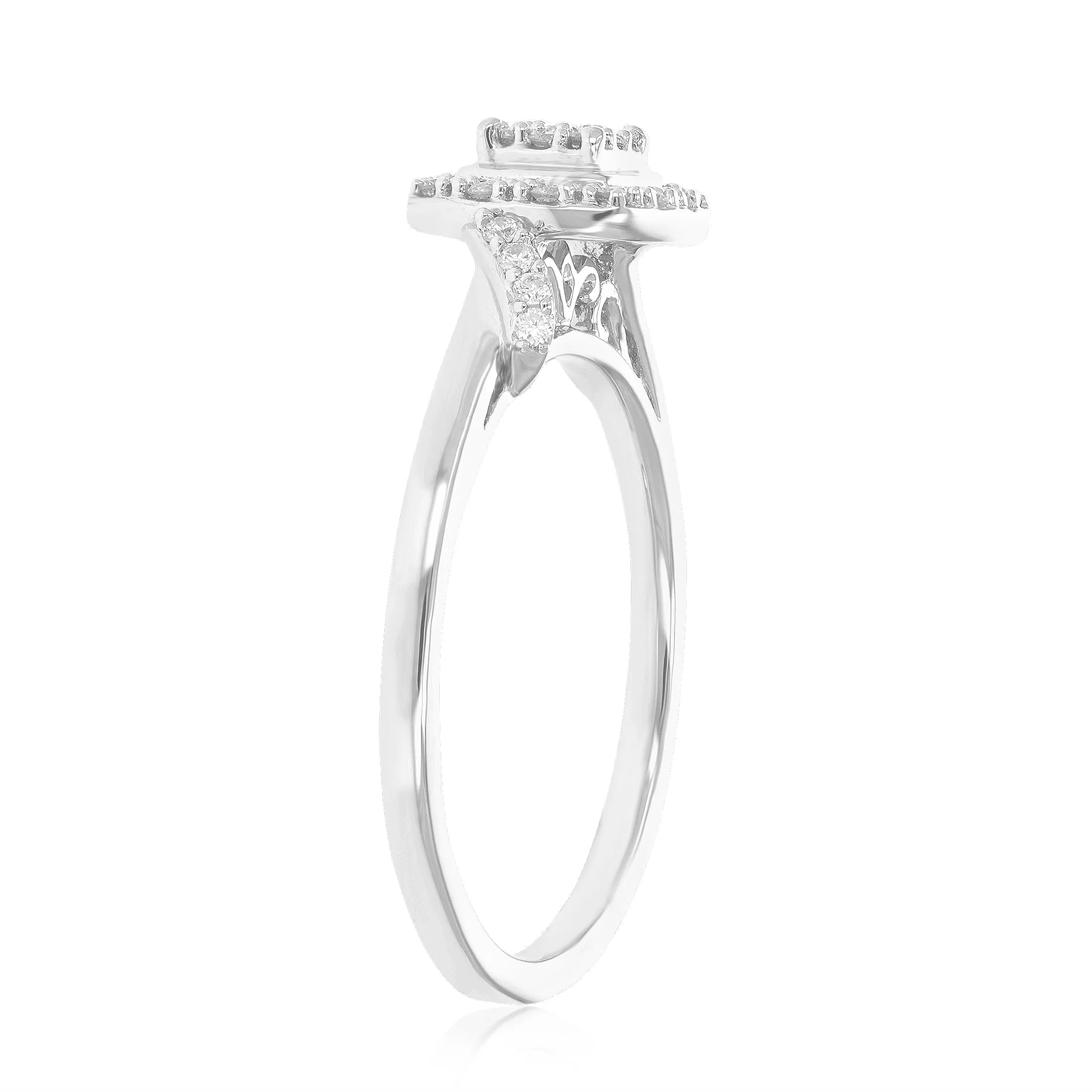1/6 cttw Lab Grown Diamond Engagement Cushion Ring Sterling Silver