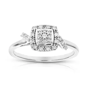 1/6 cttw Lab Grown Diamond Engagement Cushion Ring Sterling Silver