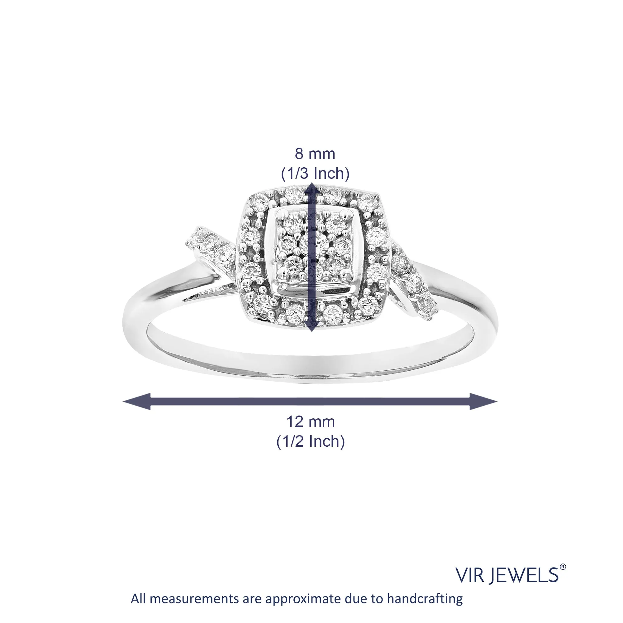 1/6 cttw Lab Grown Diamond Engagement Cushion Ring Sterling Silver