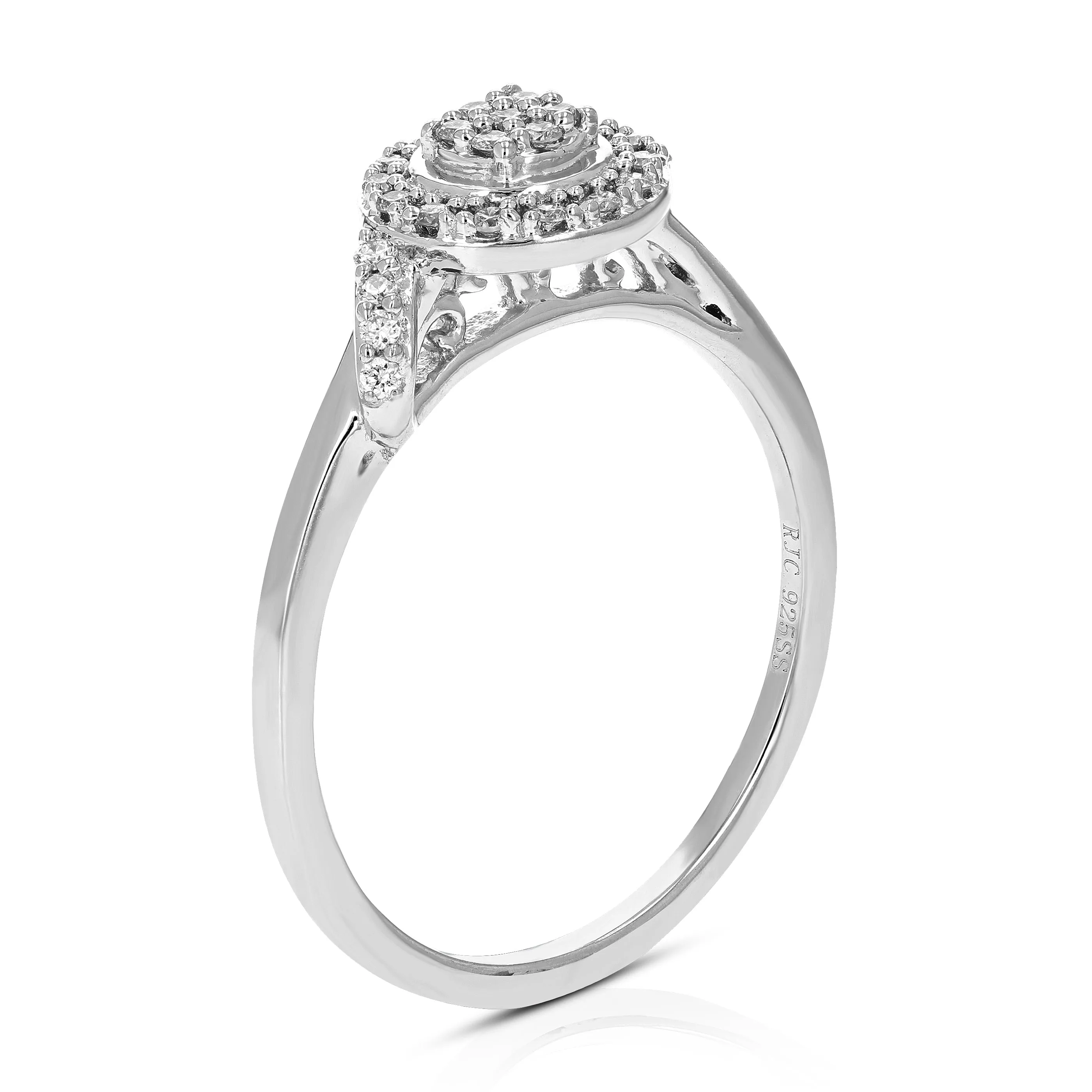 1/6 cttw Lab Grown Diamond Engagement Round Ring Sterling Silver
