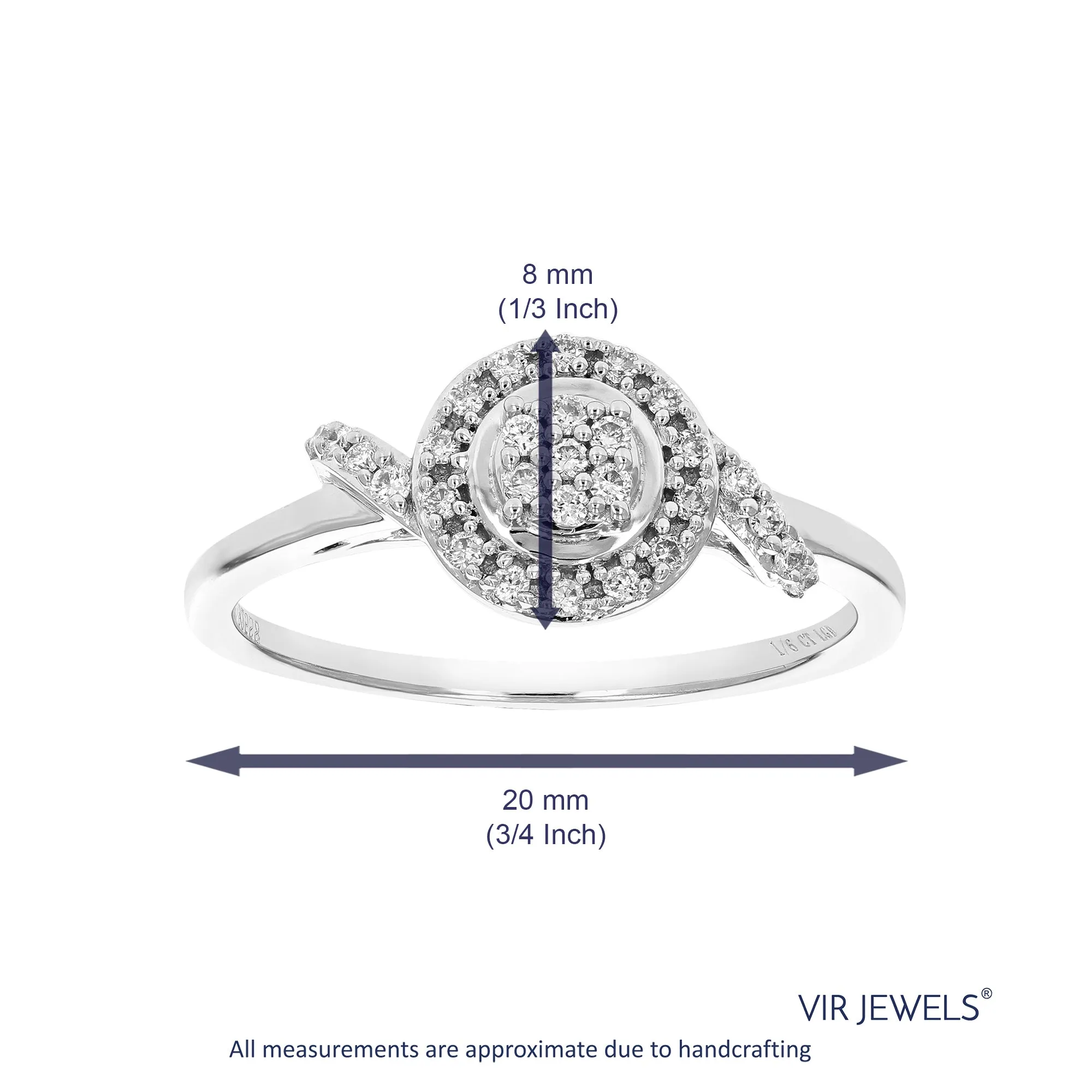 1/6 cttw Lab Grown Diamond Engagement Round Ring Sterling Silver