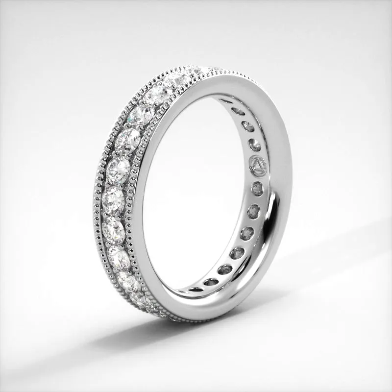 1.73 ct. Round Diamond Milgrain Accent Wedding Band
