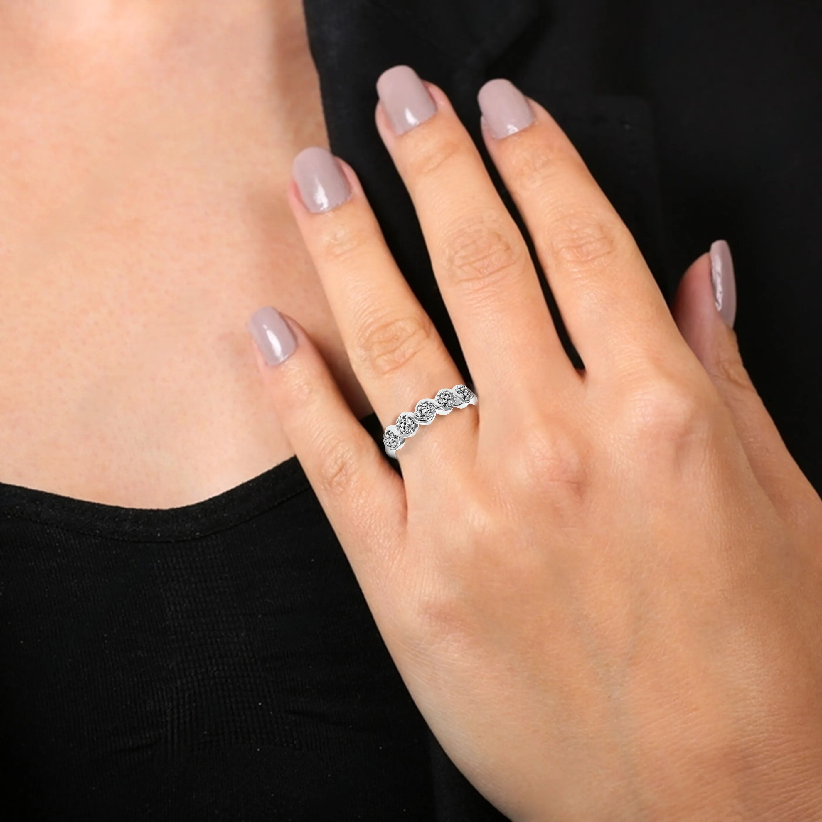 1/8 cttw Lab Grown Diamond Wedding Band in Sterling Silver