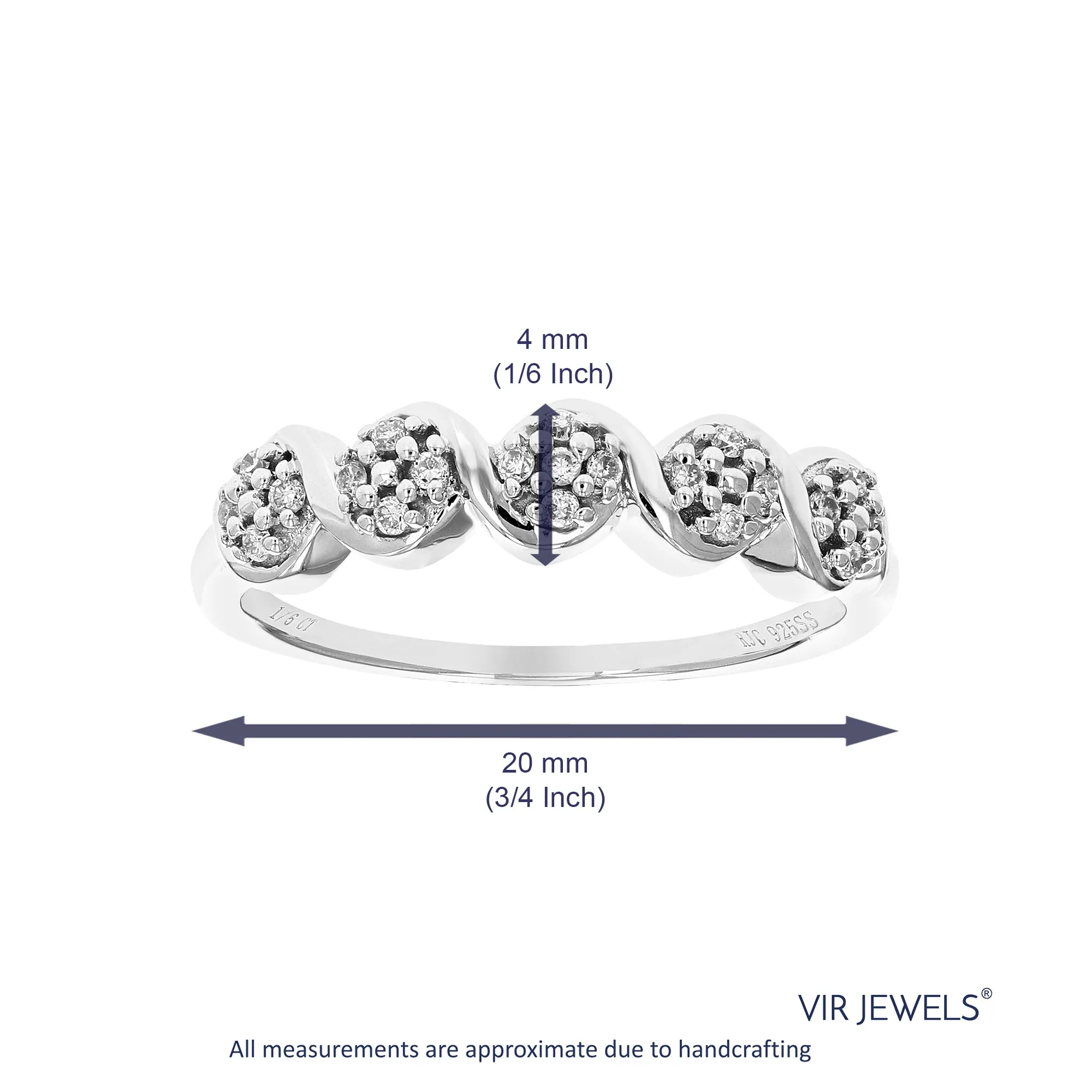 1/8 cttw Lab Grown Diamond Wedding Band in Sterling Silver