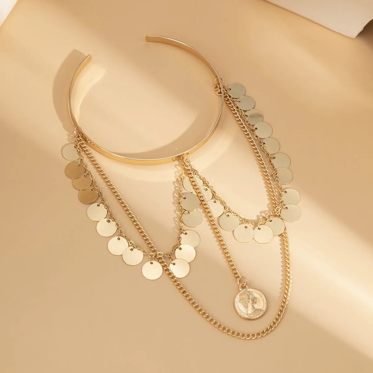18K Gold-Plated Sequin Tassel Arm Cuff
