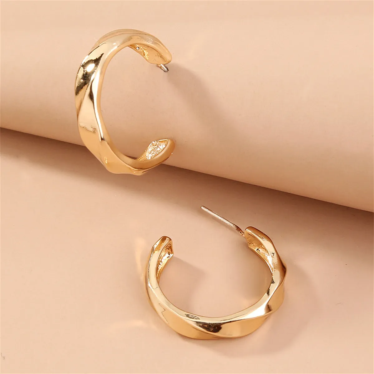 18K Gold-Plated Twisted Hoop Earrings
