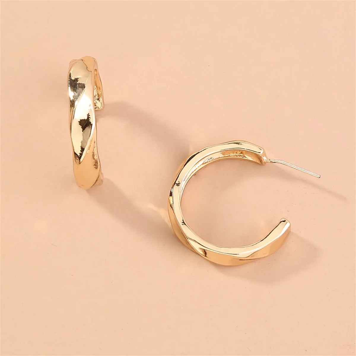 18K Gold-Plated Twisted Hoop Earrings