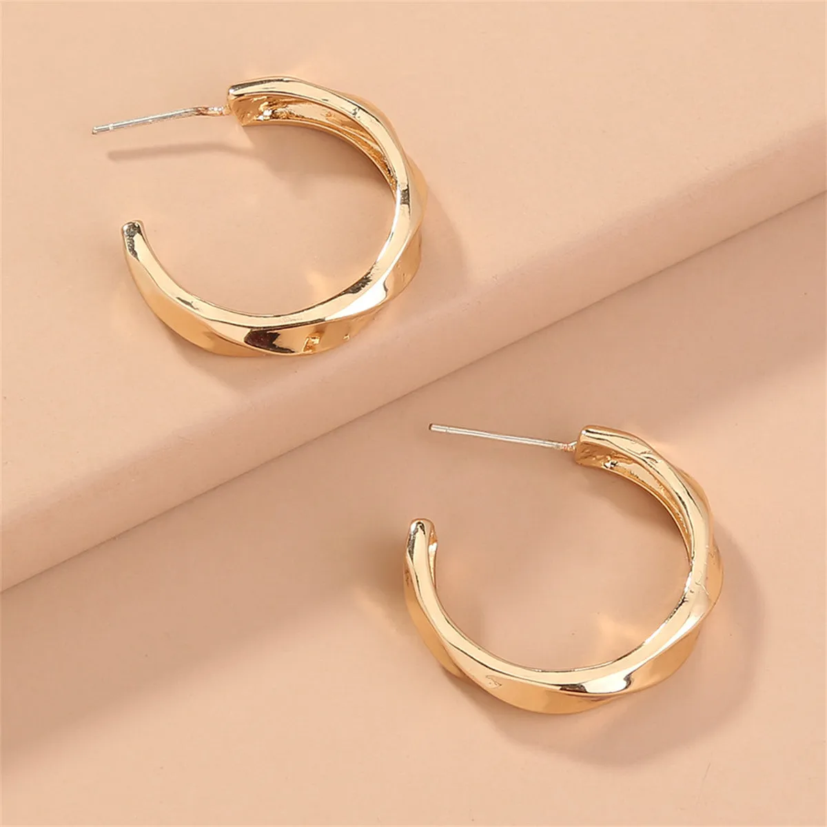 18K Gold-Plated Twisted Hoop Earrings