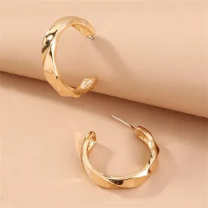 18K Gold-Plated Twisted Hoop Earrings
