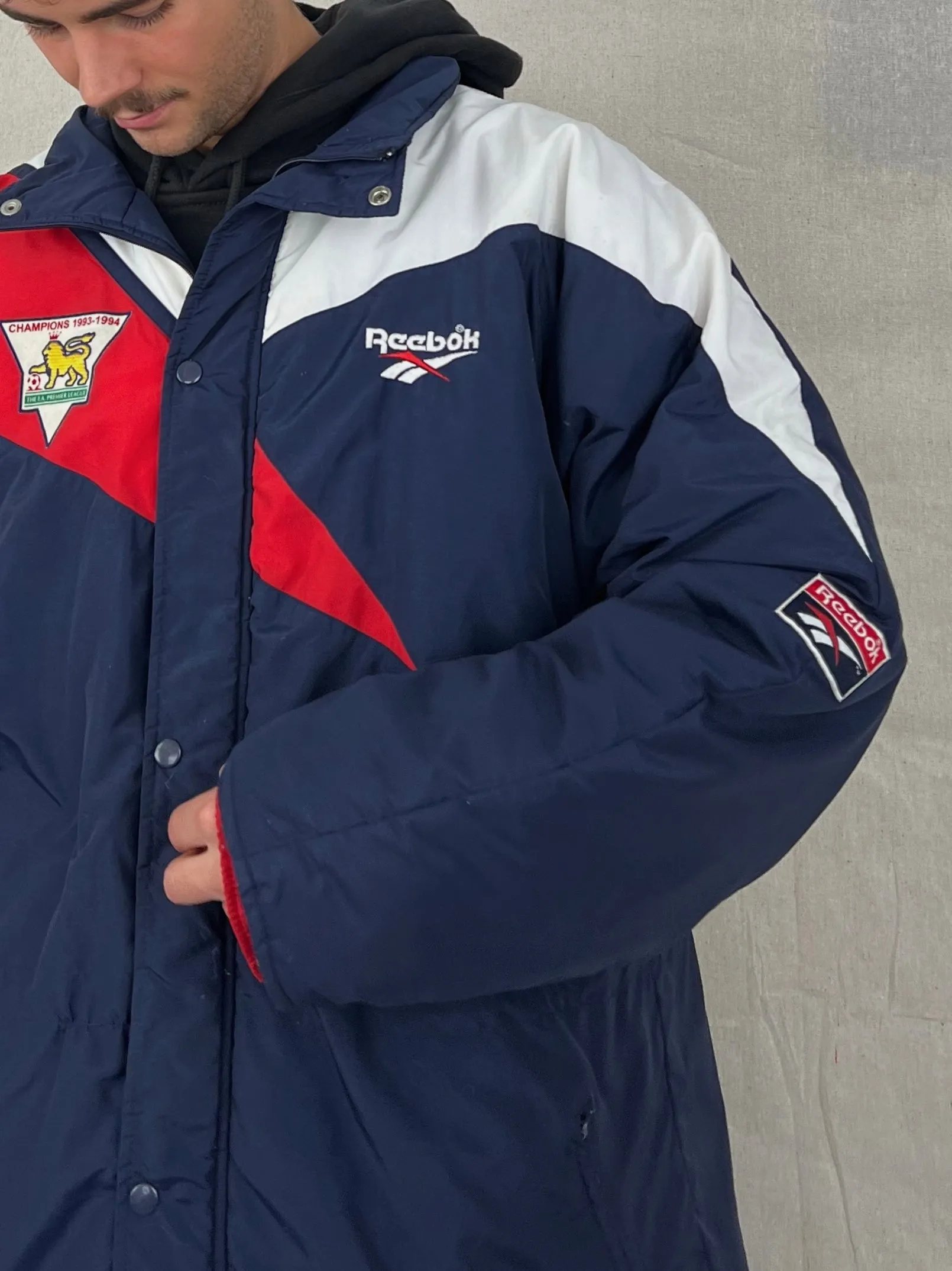 1993-1994 Premier League Champions Embroidered Bench Jacket Size XL