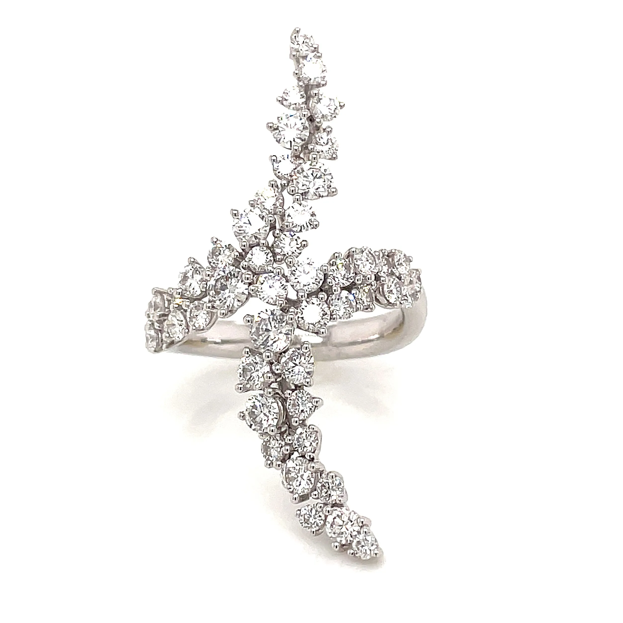 2.05ct 18k White Gold Bypass Vine Ring