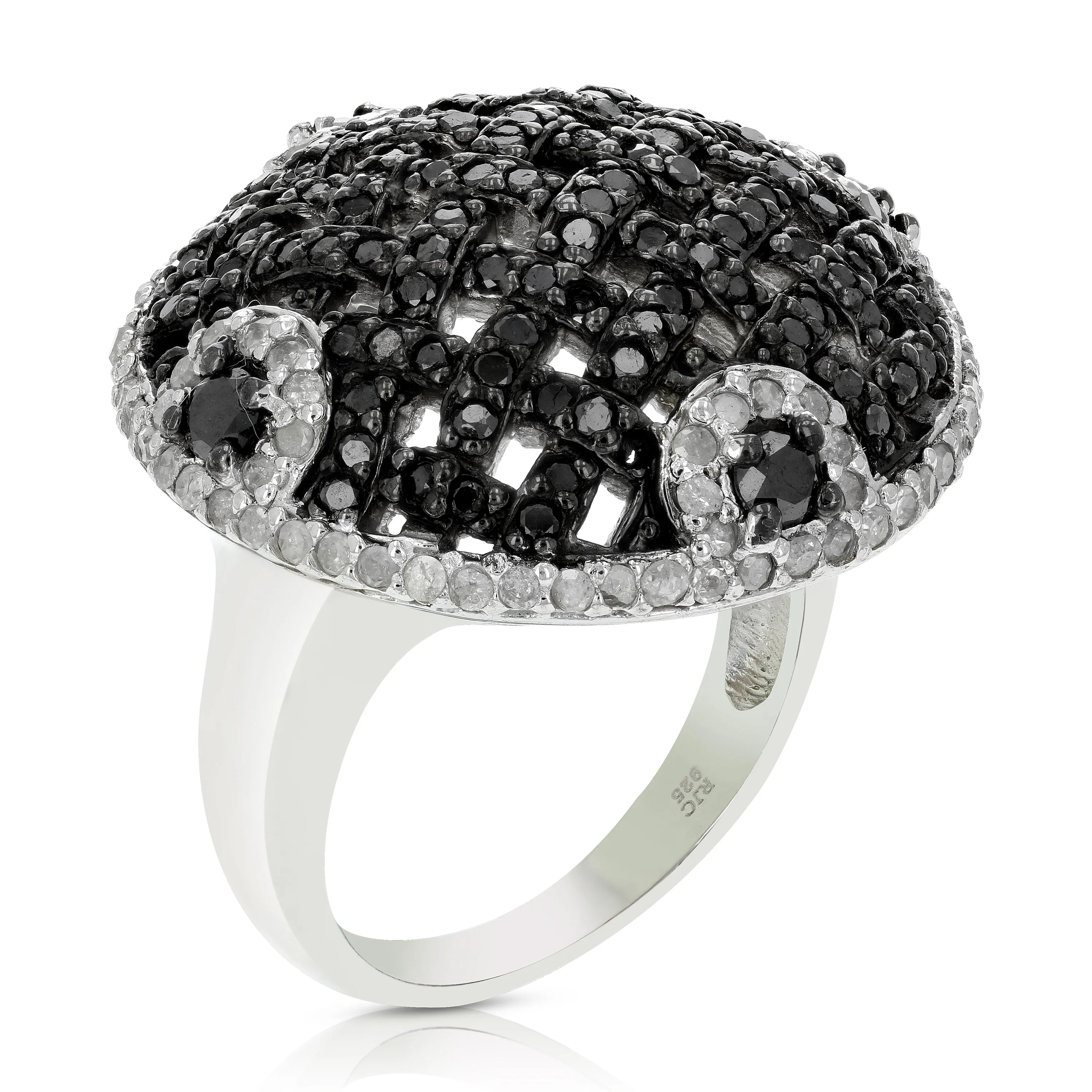 2.30 cttw Black Diamond Dome Statement Ring in Sterling Silver