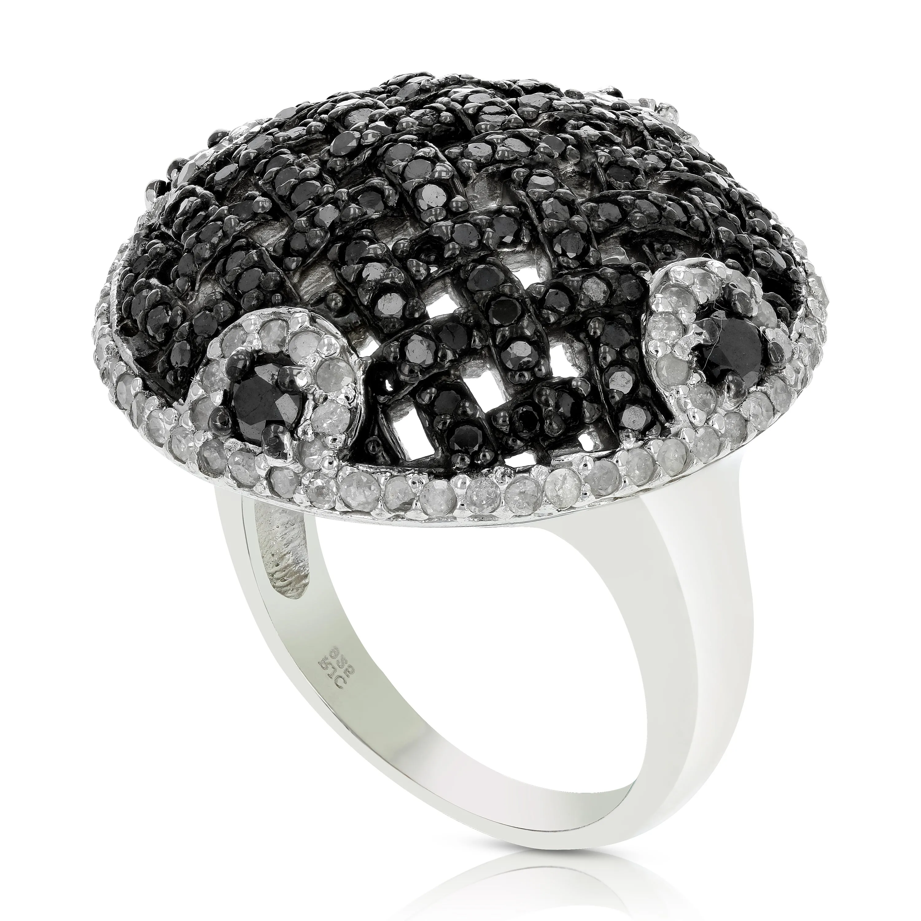 2.30 cttw Black Diamond Dome Statement Ring in Sterling Silver