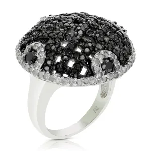 2.30 cttw Black Diamond Dome Statement Ring in Sterling Silver