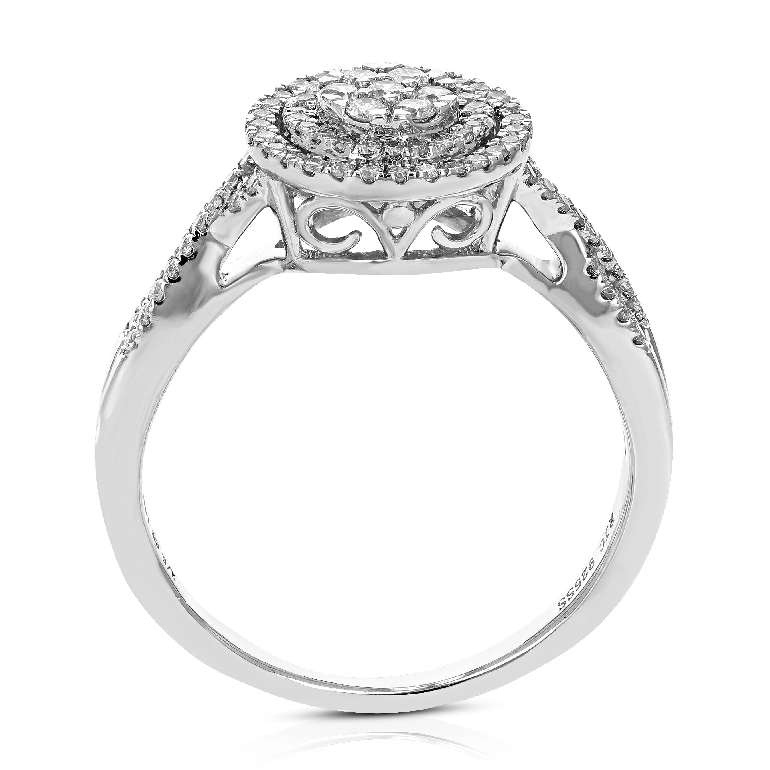 2/5 cttw Lab Grown Diamond Engagement Halo Ring Sterling Silver