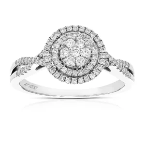 2/5 cttw Lab Grown Diamond Engagement Halo Ring Sterling Silver