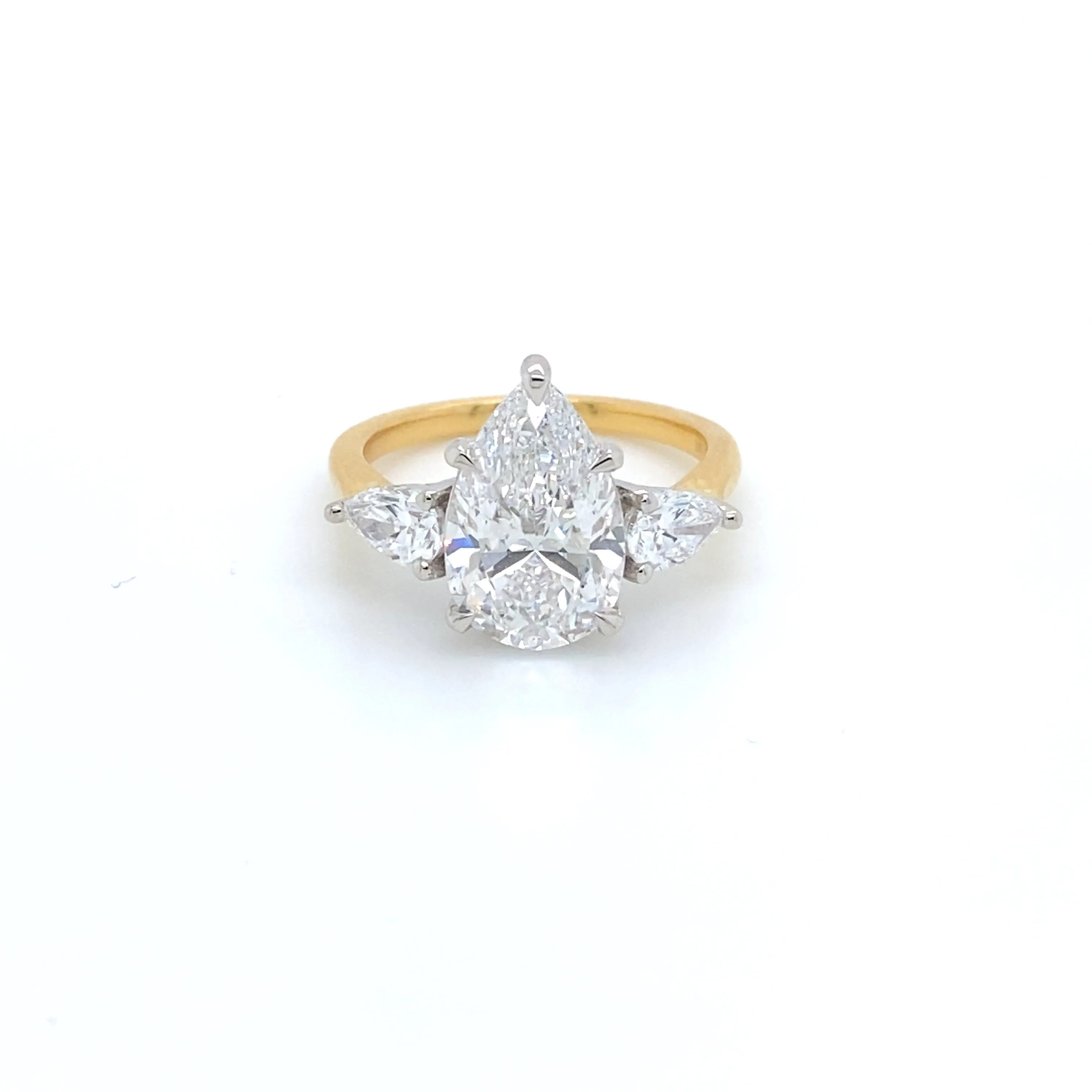 3 Stone Pear with Two Tone Setting