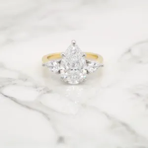 3 Stone Pear with Two Tone Setting