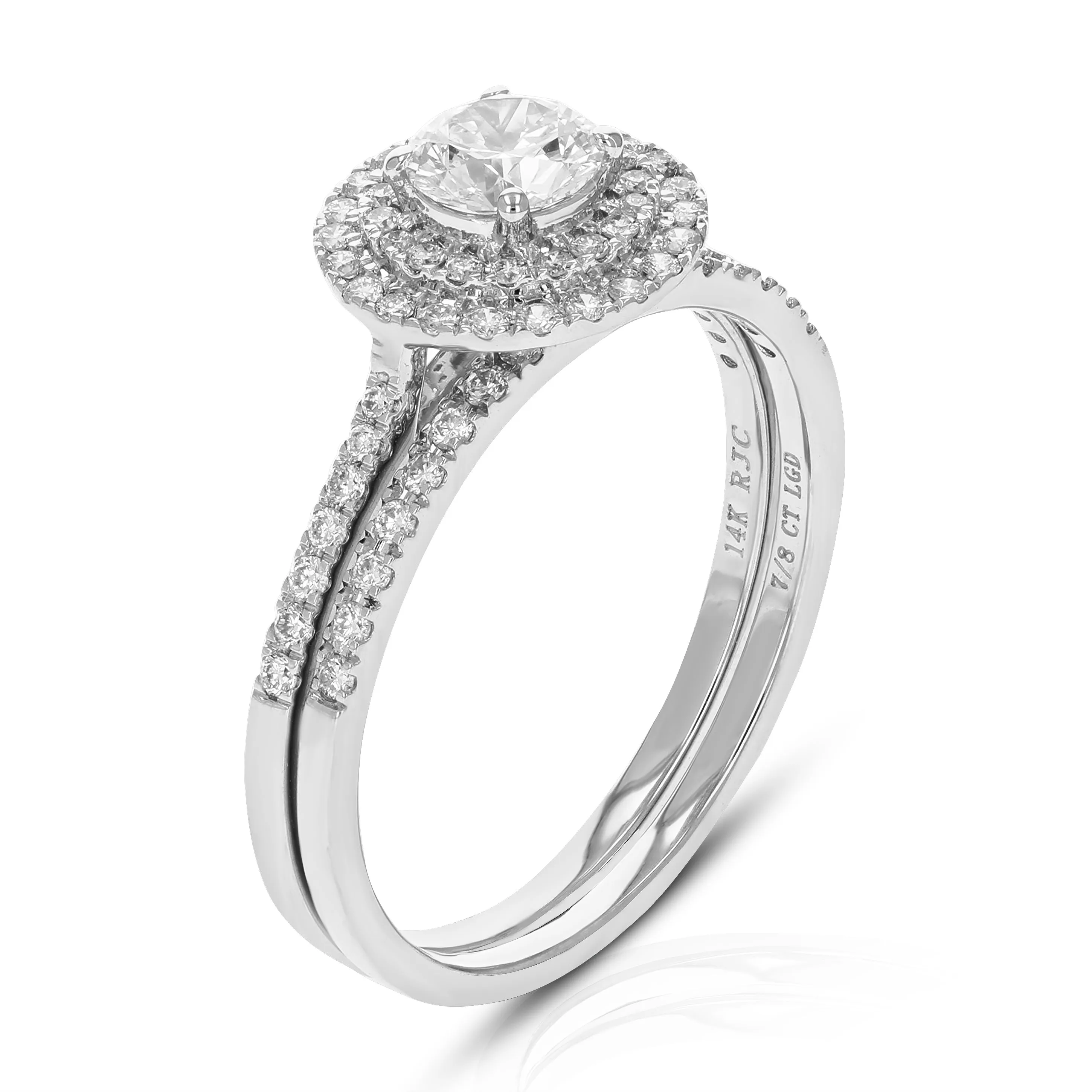 3/4 cttw Lab Grown Diamond Bridal Ring Set in 14K White Gold