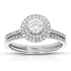 3/4 cttw Lab Grown Diamond Bridal Ring Set in 14K White Gold