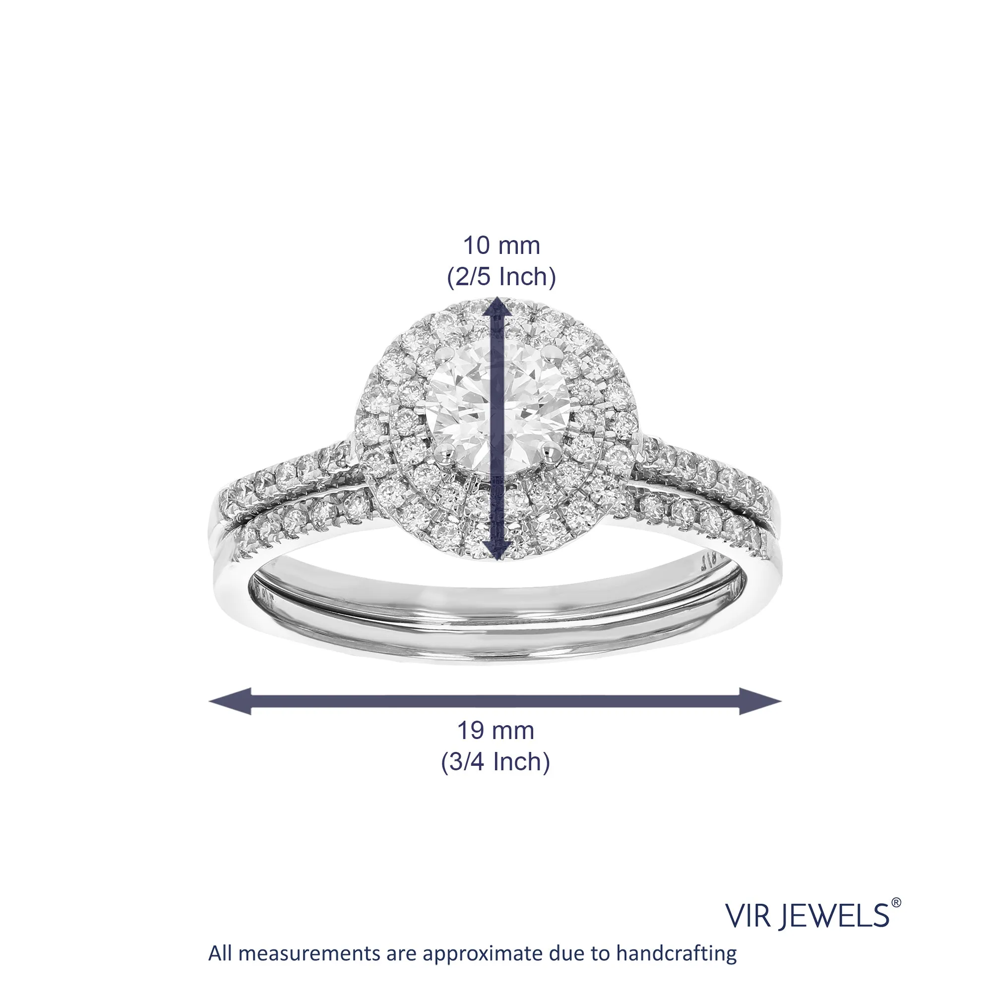3/4 cttw Lab Grown Diamond Bridal Ring Set in 14K White Gold