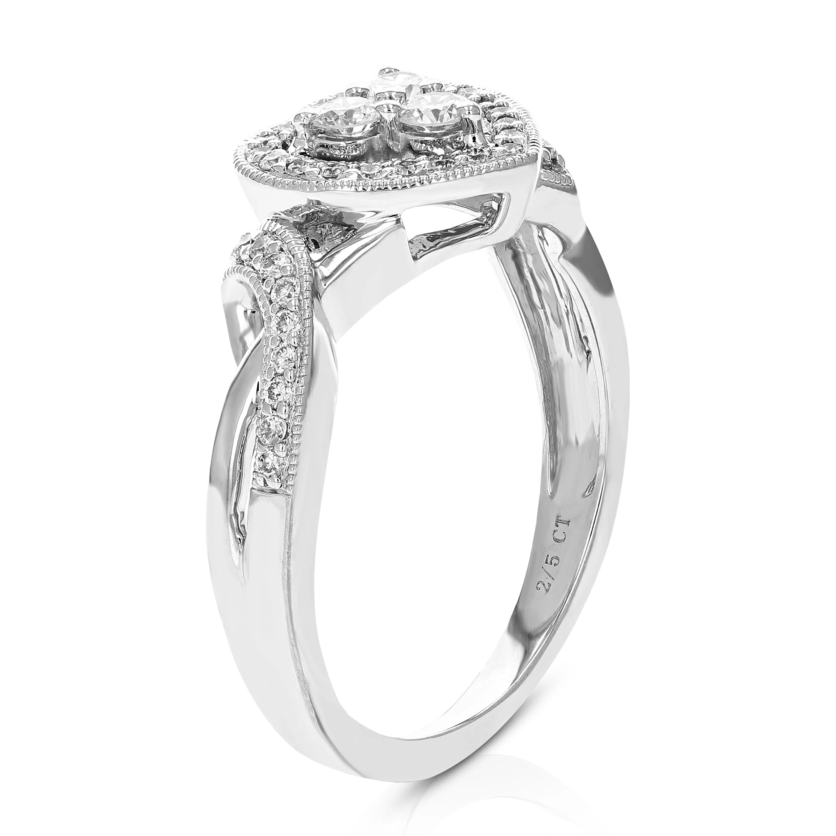3/8 cttw Lab Grown Diamond Heart Engagement Rings Sterling Silver