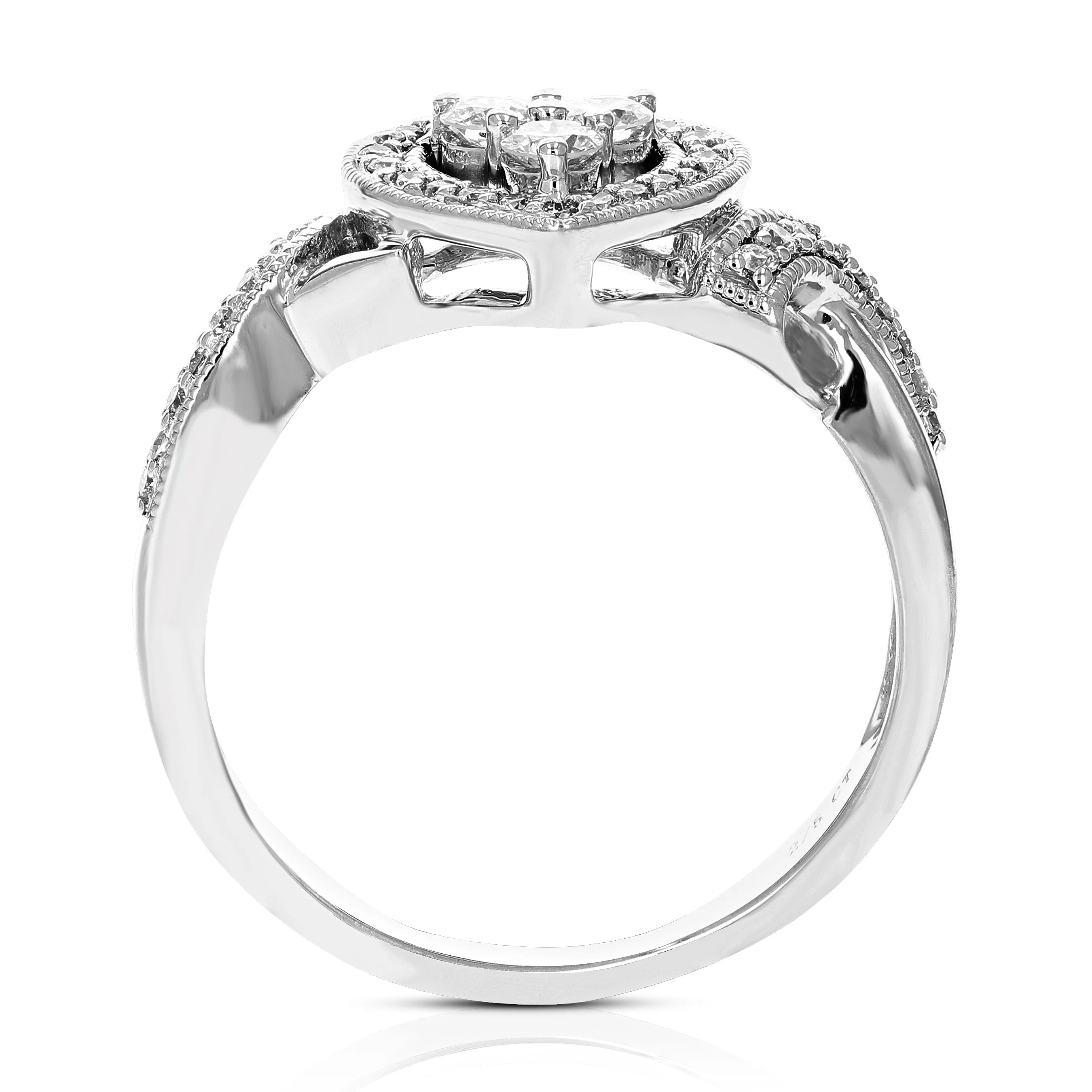 3/8 cttw Lab Grown Diamond Heart Engagement Rings Sterling Silver