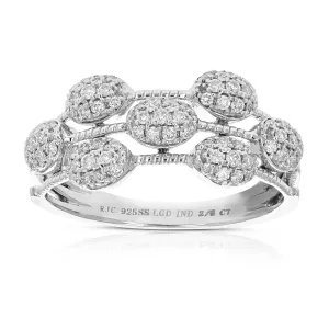 3/8 cttw Lab Grown Diamond Oval Wedding Band Sterling Silver