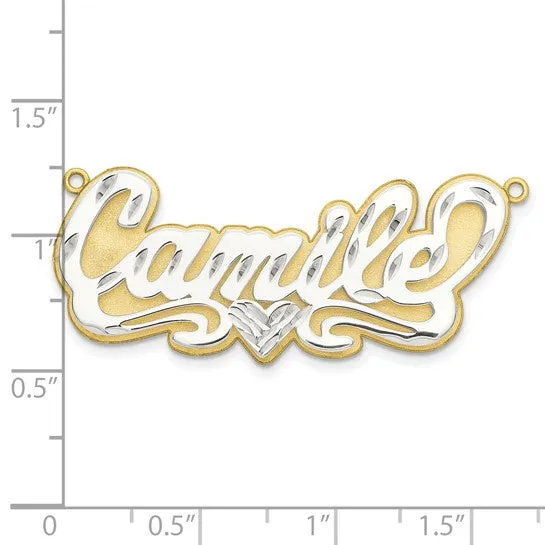 3D Name Plate Pendant with 1 heart