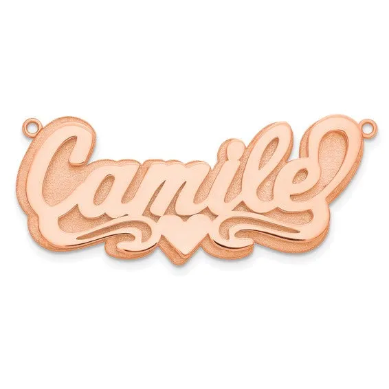 3D Name Plate Pendant with 1 heart