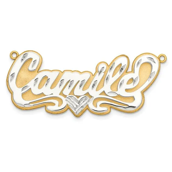 3D Name Plate Pendant with 1 heart