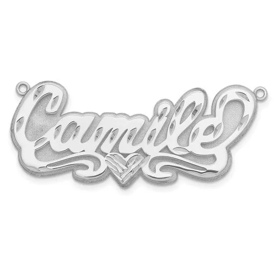 3D Name Plate Pendant with 1 heart