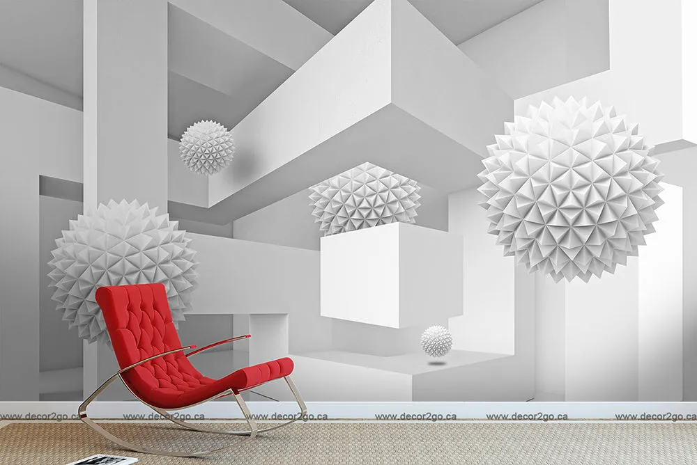 3D White Wallpaper Mural
