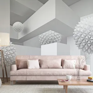 3D White Wallpaper Mural