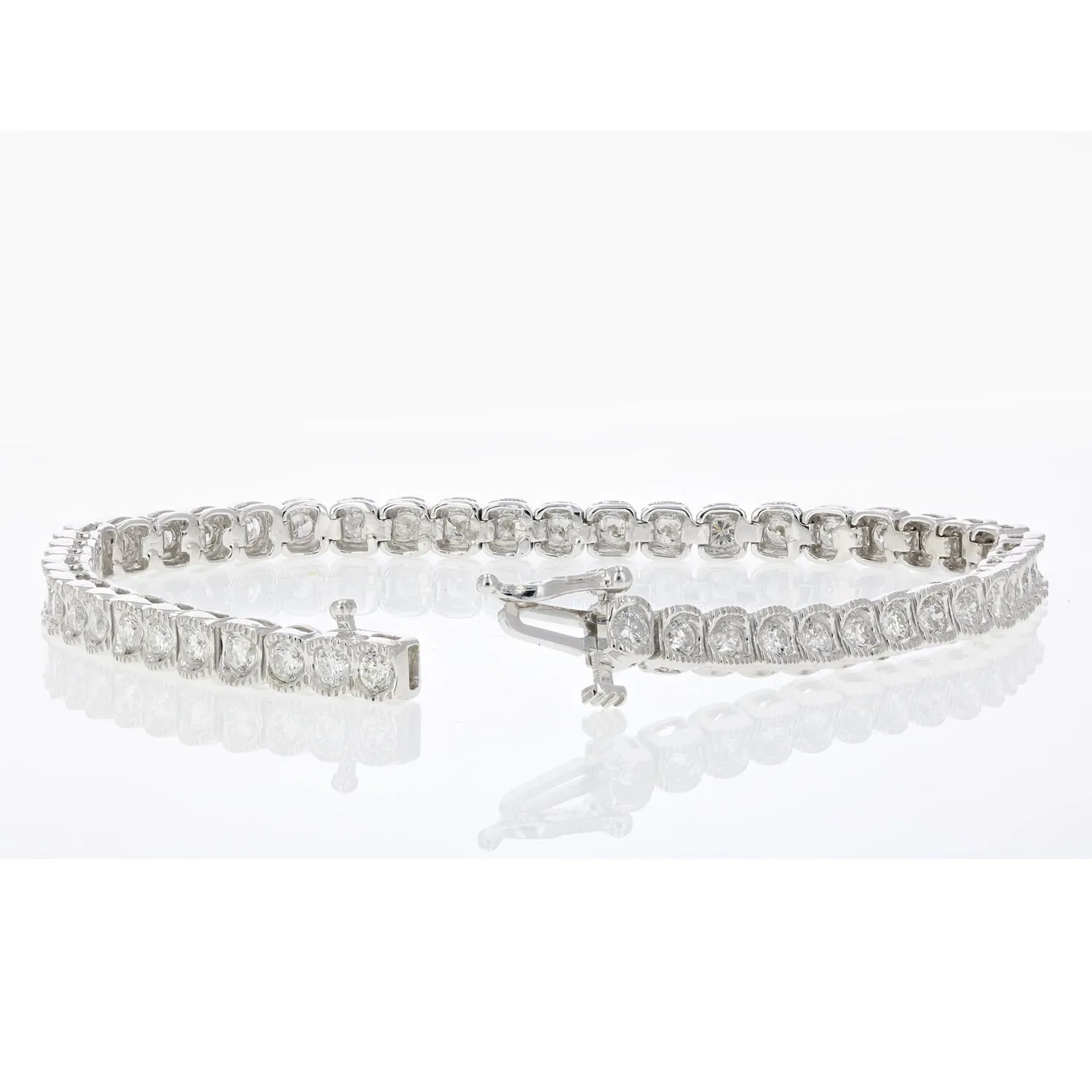 4 cttw Diamond Cushion Shape Tennis Bracelets in 14K White Gold