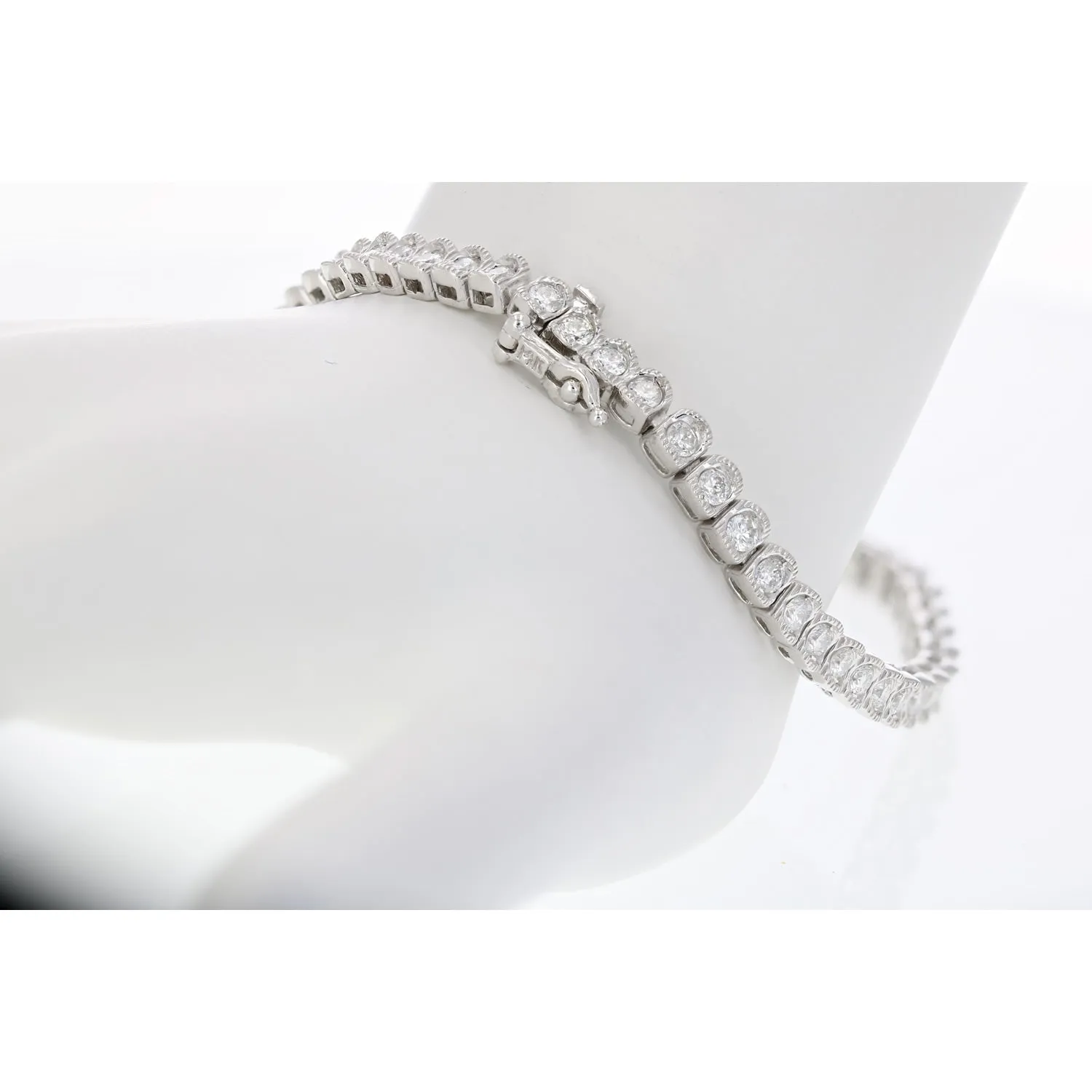 4 cttw Diamond Cushion Shape Tennis Bracelets in 14K White Gold