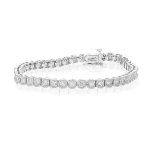 4 cttw Diamond Cushion Shape Tennis Bracelets in 14K White Gold