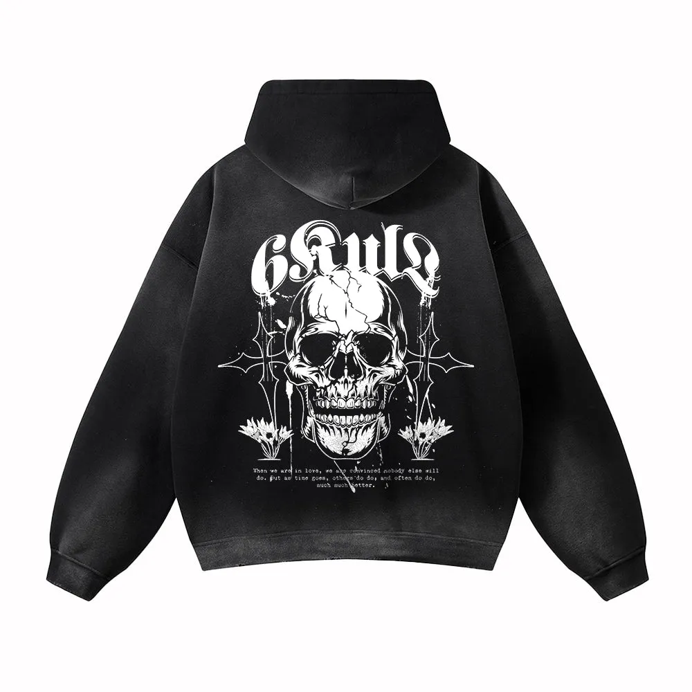 6Kull Cross Skull Flower Hoodie