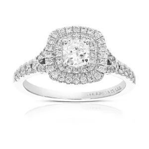 7/8 cttw Lab Grown Cushion Diamond Engagement Ring 14K White Gold