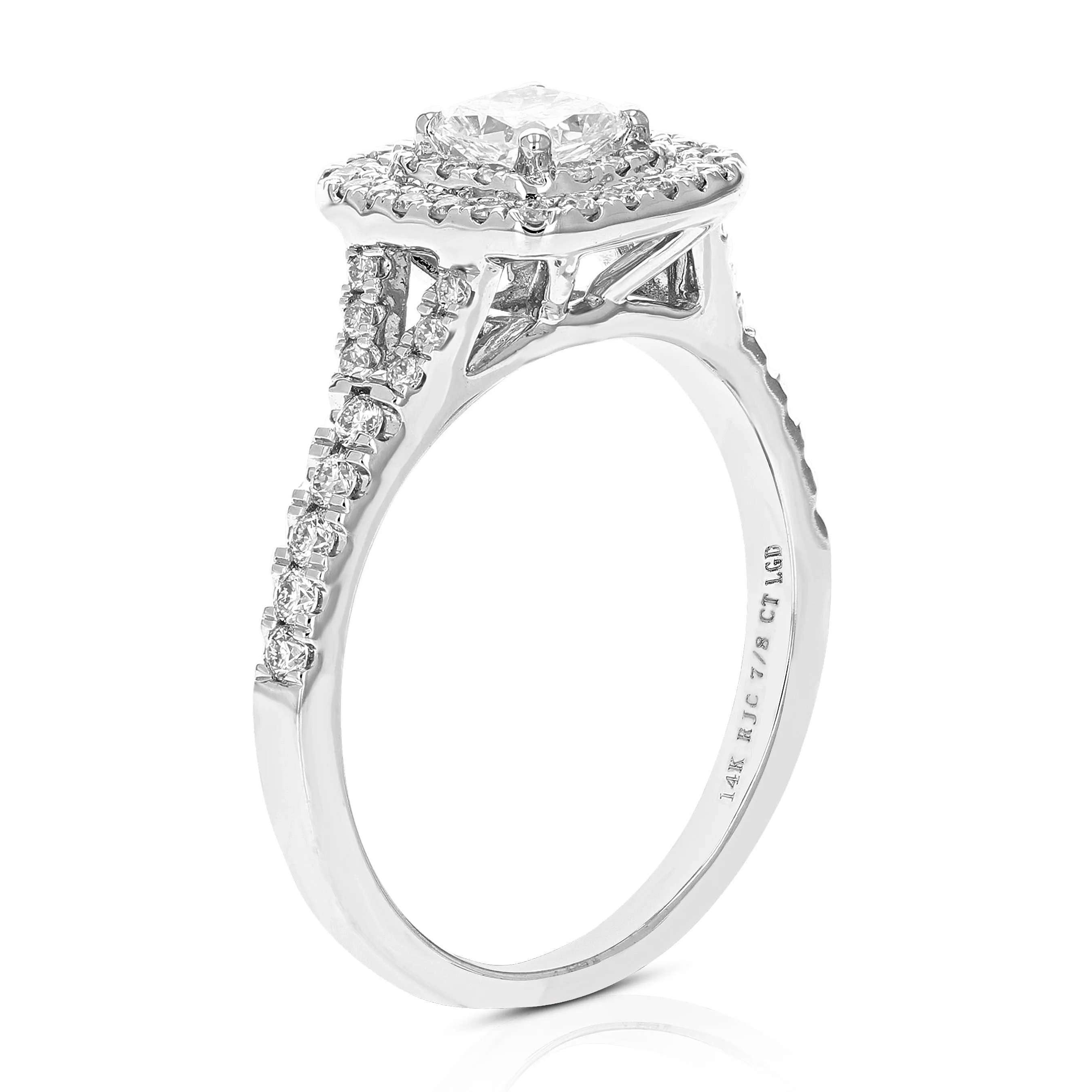 7/8 cttw Lab Grown Cushion Diamond Engagement Ring 14K White Gold
