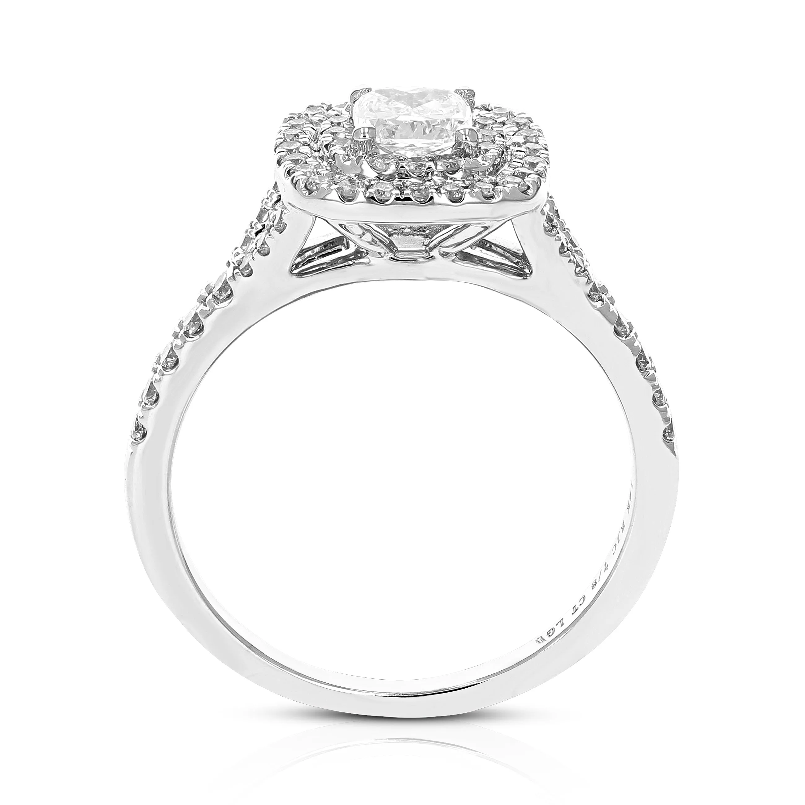 7/8 cttw Lab Grown Cushion Diamond Engagement Ring 14K White Gold