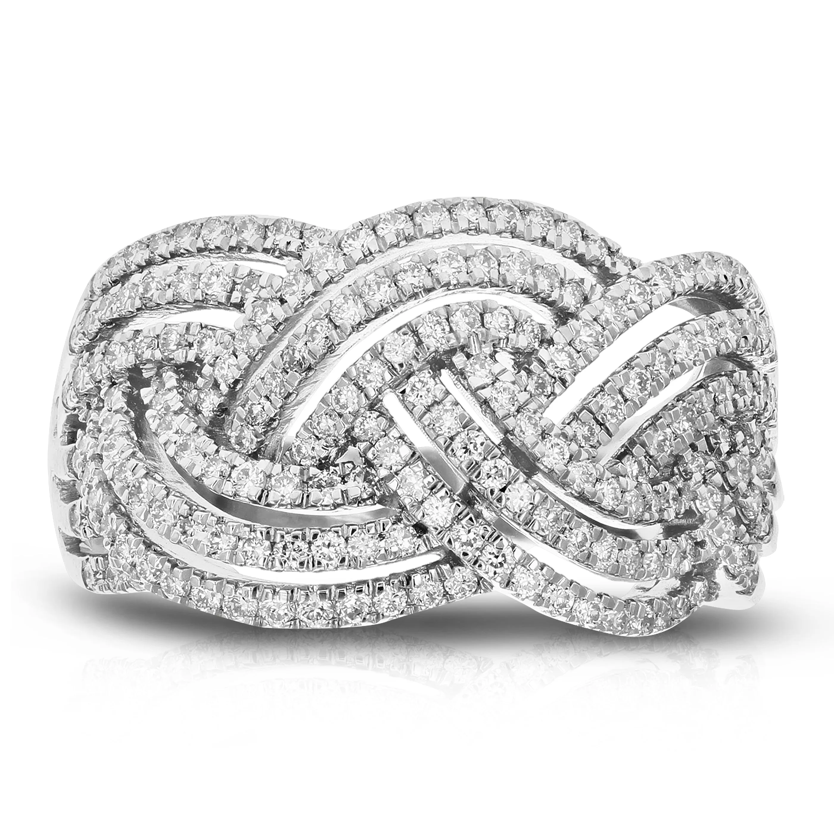 7/8 cttw Lab Grown Diamond Triple Row Wedding Band Sterling Silver