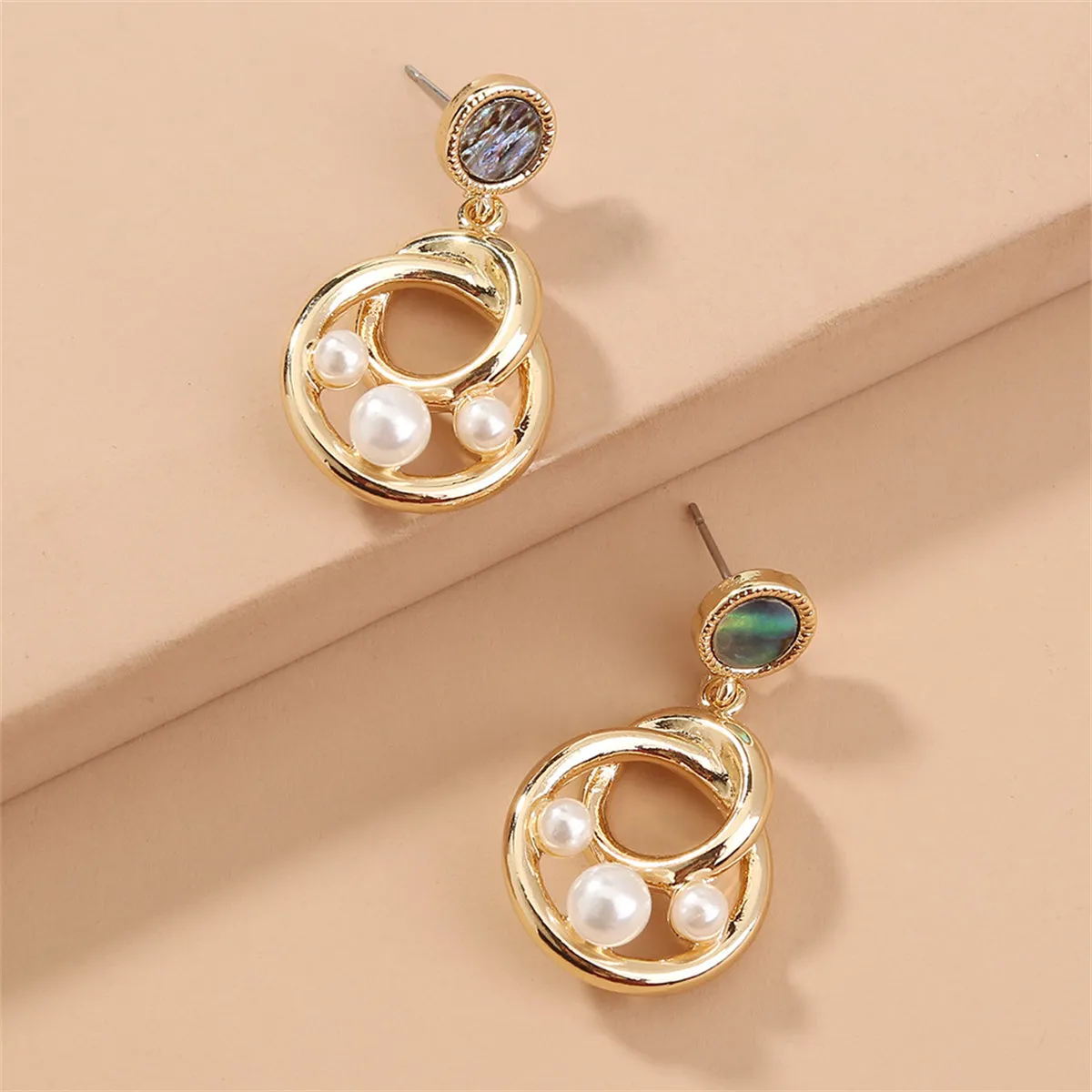 Abalone Shell & Pearl 18K Gold-Plated Interlocking Drop Earrings