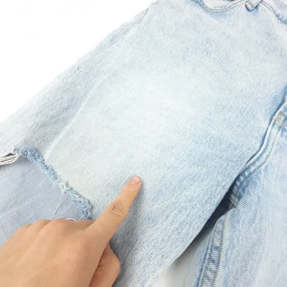 ABERCROMBIE 90s Relaxed Jeans High Rise Clean Girl Wide Distressed Light Wash 33