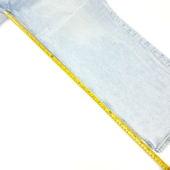 ABERCROMBIE 90s Relaxed Jeans High Rise Clean Girl Wide Distressed Light Wash 33
