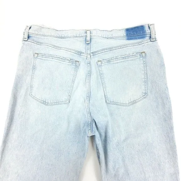 ABERCROMBIE 90s Relaxed Jeans High Rise Clean Girl Wide Distressed Light Wash 33