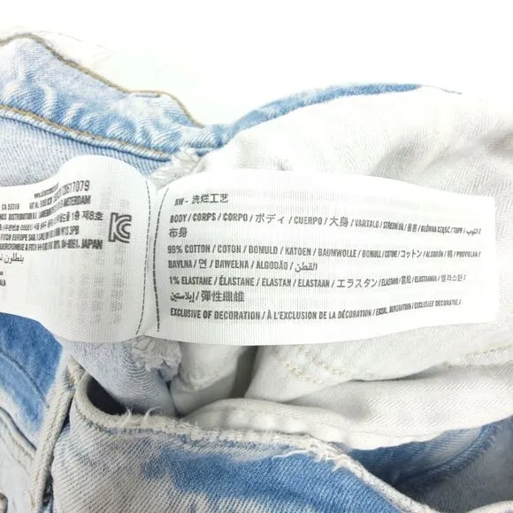 ABERCROMBIE 90s Relaxed Jeans High Rise Clean Girl Wide Distressed Light Wash 33