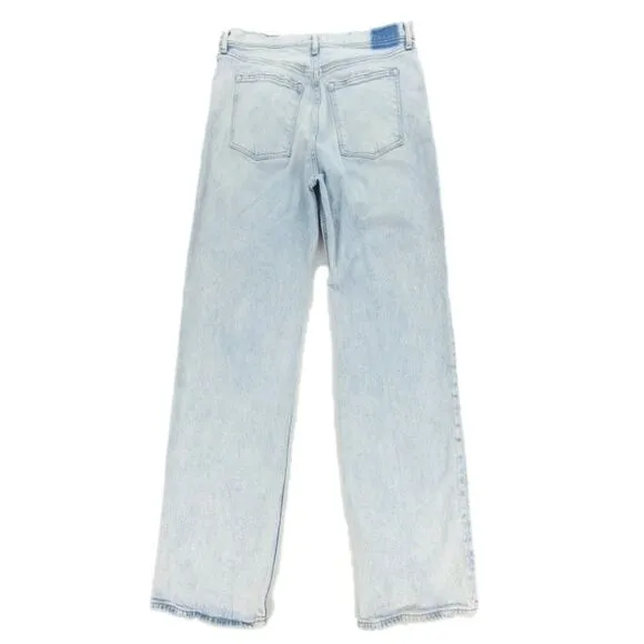 ABERCROMBIE 90s Relaxed Jeans High Rise Clean Girl Wide Distressed Light Wash 33